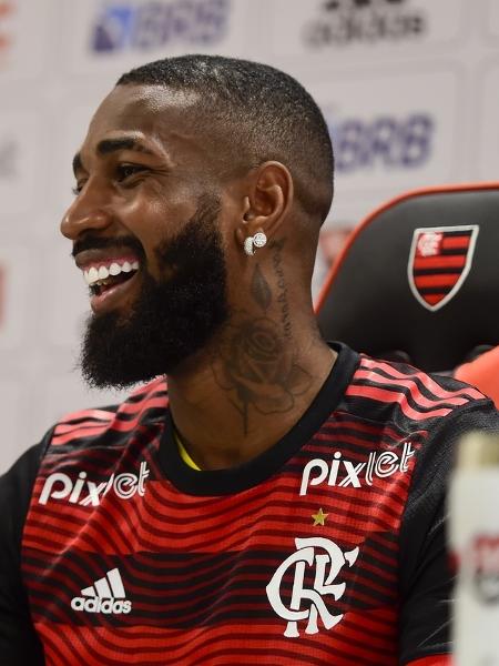 Gerson foi apresentado pelo Flamengo em entrevista coletiva no Ninho do Urubu - Marcelo Cortes/Flamengo