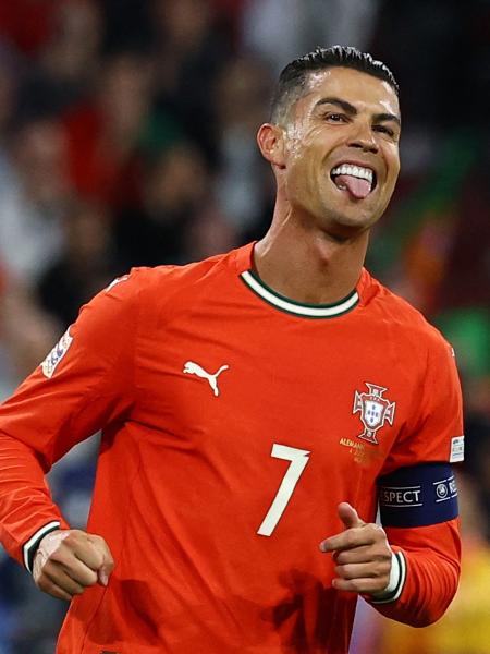 Cristiano Ronaldo reage durante jogo entre Portugal e Alemanha na Liga das Nações Cristiano Ronaldo reage durante jogo entre Portugal e Alemanha na Liga das Nações
