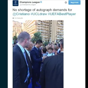 Cristiano Ronaldo também já chegou para o evento do sorteio da fase de grupos da Liga dos Campeões, em Monaco - Reprodução/Twitter