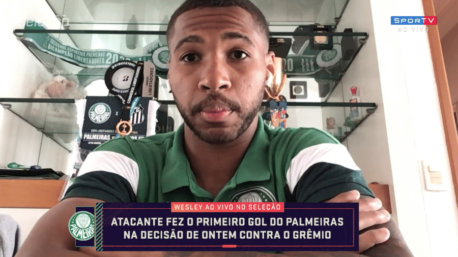 Wesley, atacante do Palmeiras, em entrevista ao Seleção SporTV após a conquista da Copa do Brasil - Reprodução / SporTV