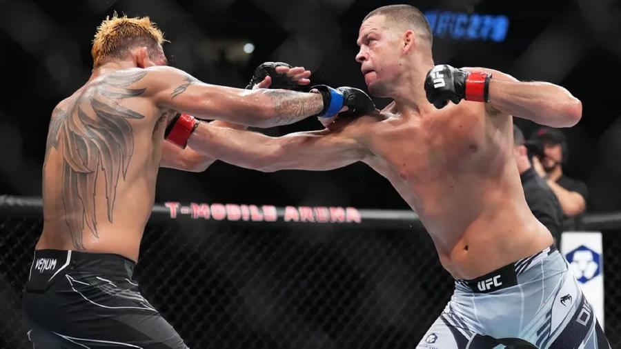 Nate Diaz nocauteou o sueco Tony Ferguson no UFC 279, em Las Vegas - Chris Unger/Zuffa LLC
