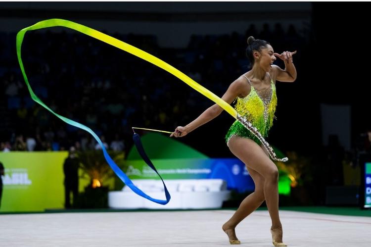 Barbara Domingos performing at the Rhythmic Gymnastics World Championships