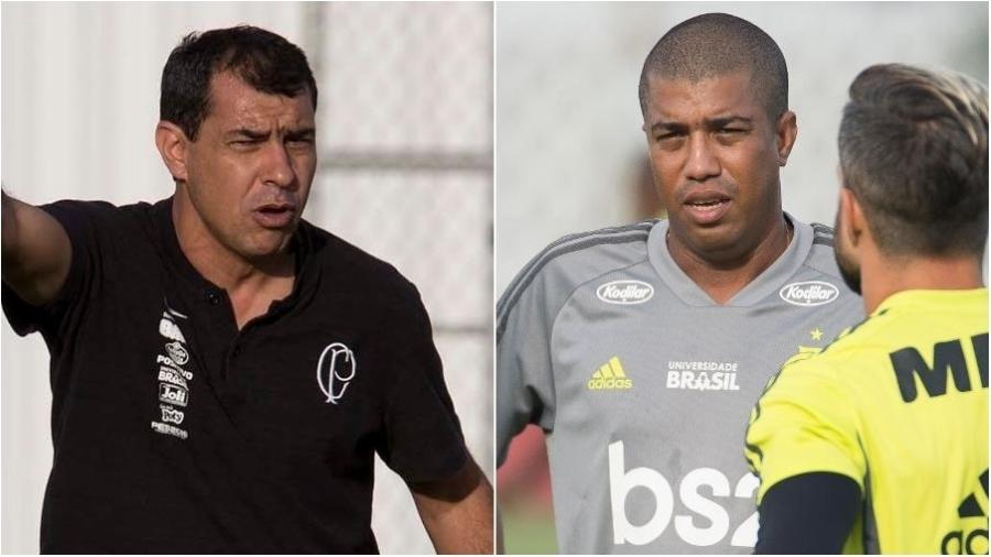 Carille virou exemplo para Marcelo Salles, que assumiu interinamente o Fla enquanto Jorge Jesus não chega - Montagem/UOL