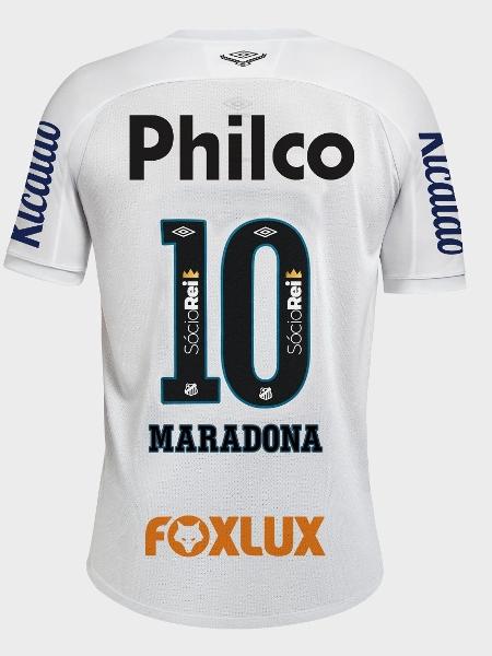 Camisa 10 do Santos com nome de Maradona - Reprodução