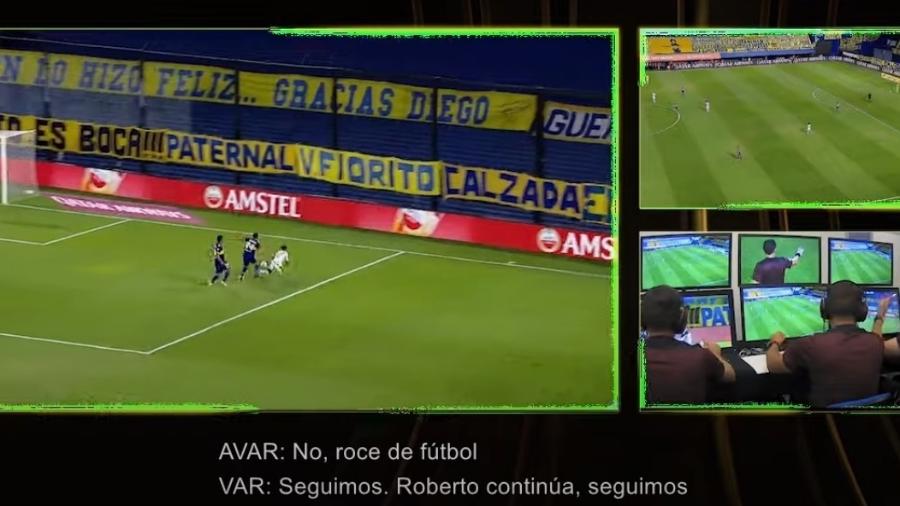 Marinho é derrubado por Izquierdoz nos minutos finais de Boca Juniors x Santos, mas arbitragem não marca pênalti - Reprodução/YouTube