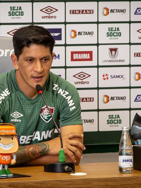 Germán Cano concede entrevista coletiva no CT Carlos Castilho, do Fluminense - Foto: Marcelo Goncalves/FFC