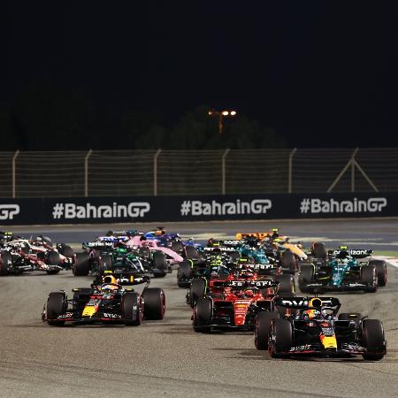 Largada do GP do Bahrein de 2023; Max Verstappen venceu a prova com tranquilidade