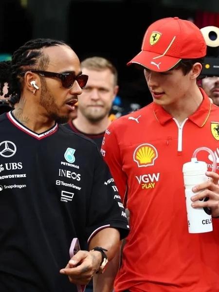 Lewis Hamilton, da Mercedes e Oliver Bearman, da Ferrari