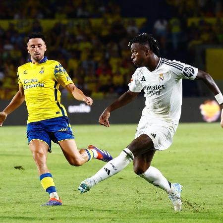 Vini Jr. em ação pelo Real Madrid contra o Las Palmas pelo Campeonato Espanhol