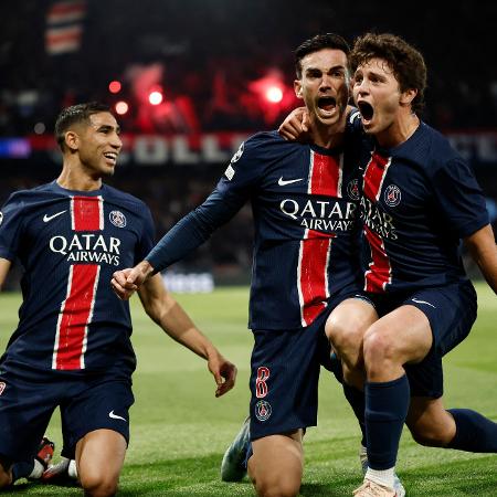 Fabián Ruiz, do PSG, celebra gol sobre o Arsenal em jogo da Champions League - REUTERS/Benoit Tessier