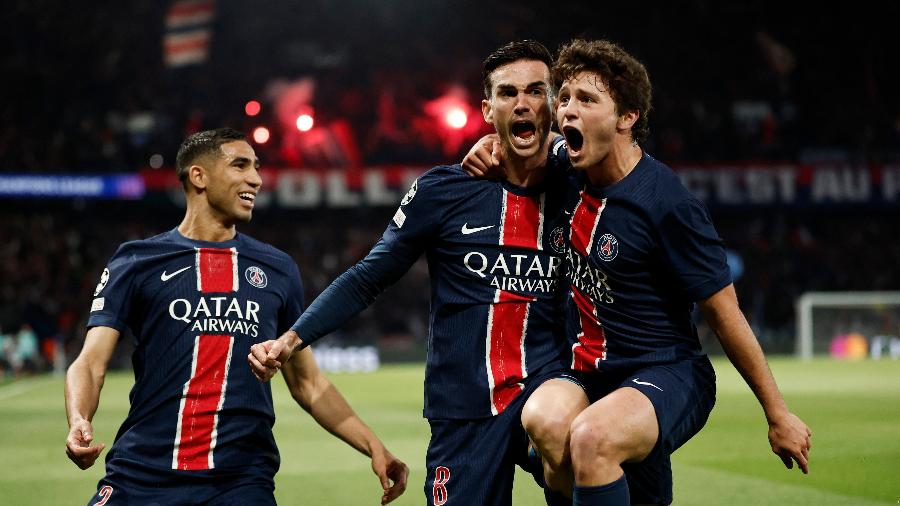 Fabián Ruiz, do PSG, celebra gol sobre o Arsenal em jogo da Champions League Fabián Ruiz, do PSG, celebra gol sobre o Arsenal em jogo da Champions League