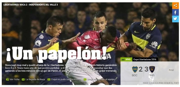 Del Valle bateu o Boca Juniors por 3 a 2 e avançou às finais da Libertadores - Reprodução