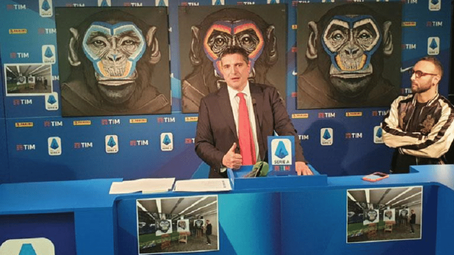  Luigi De Siervo, diretor executivo da Série A do Campeonato Italiano, apresenta campanha contra o racismo que foi criticada pelo uso da imagem de macacos - Divulgação/Lega Serie A