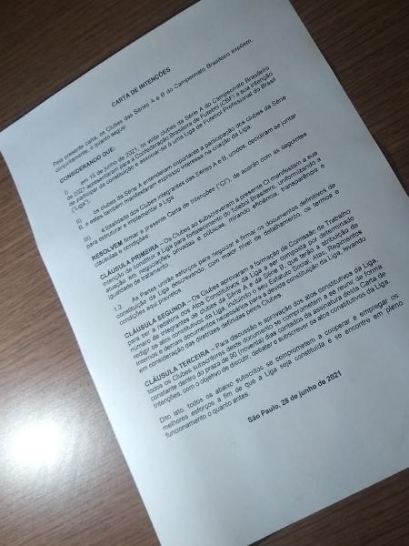 Carta de intenções da Liga foi assinada por 36 presidentes em reunião em São Paulo - Arthur Sandes/UOL