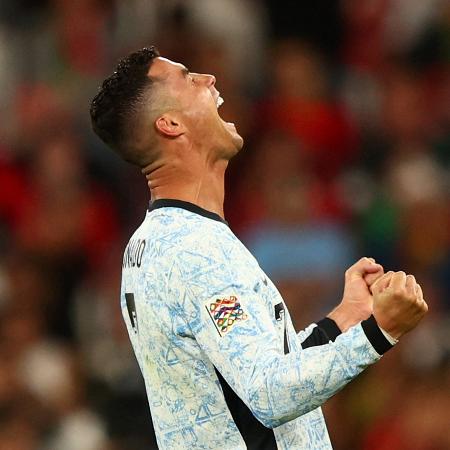 Cristiano Ronaldo comemora 900º gol da carreira, marcado durante Portugal x Croácia na Liga das Nações - Pedro Nunes/REUTERS