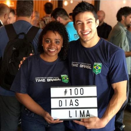 Daiane dos Santos e Arthur Nory em evento que marcou 100 dias para o Pan-Americano de Lima - Reprodução/Instagram