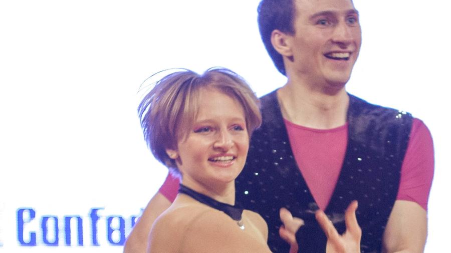 Katerina Tikhonova, filha de Vladimir Putin, durante o Mundial de rock acrobático, em 2014 - REUTERS/Jakub Dabrowski/