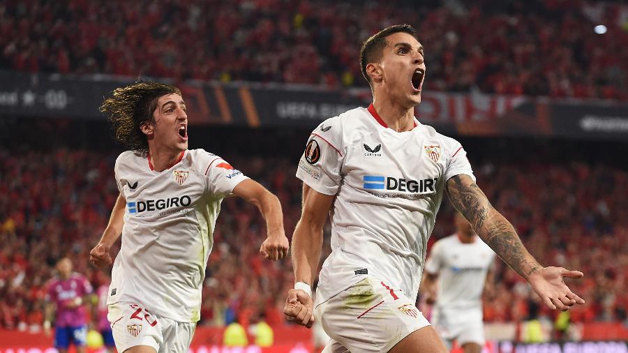 Lamela, do Sevilla, comemora seu gol contra a Juventus, pela semifinal da Liga Europa - Denis Doyle/Getty