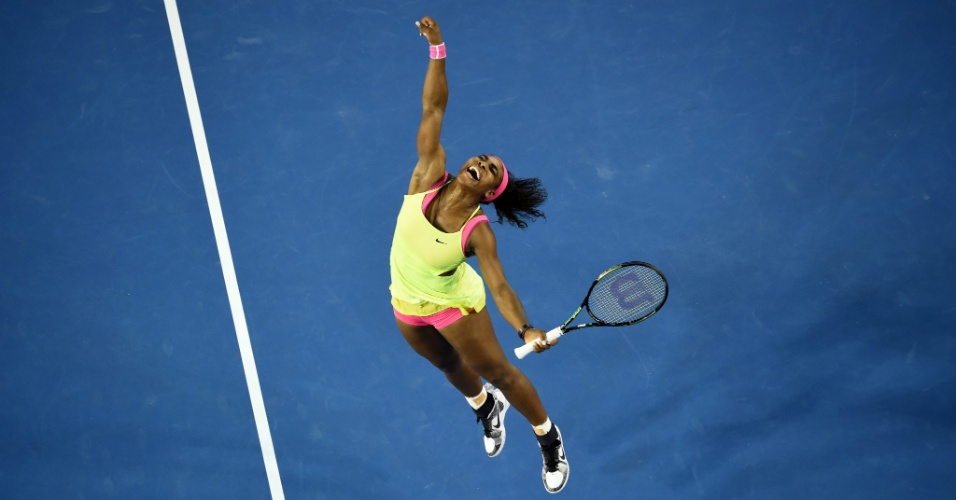 31.jan - Serena Willians celebra após bater a russa Maria Sharapova, na final do Aberto da Austrália, em Melbourne