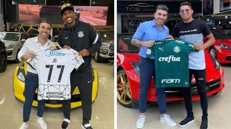 Jô, atacante do Corinthians, e Rony, atacante do Palmeiras, são clientes da T Car - Reprodução/Instagram T Car