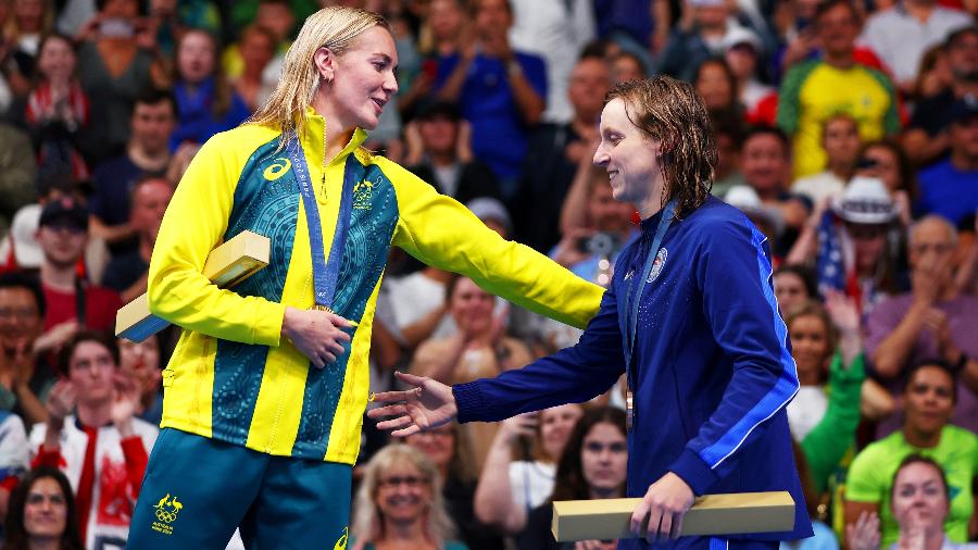 Ariarne Titmus, da Austrália, venceu os 400m. Com o bronze, Katie Ledecky, maior nadadora de todos os tempos (e americana)