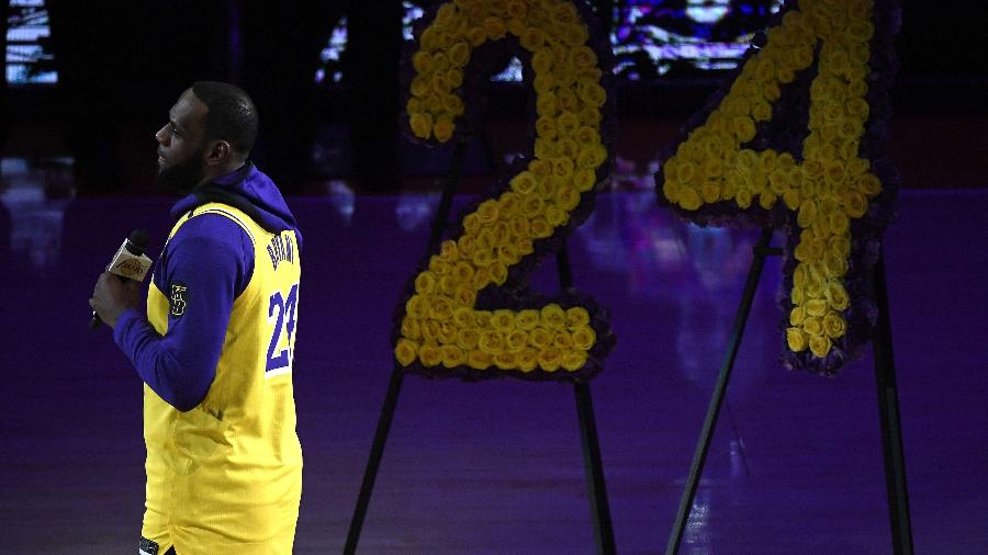 LeBron discursa em homenagem a Kobe Bryant no Staples Center - Kevork Djansezian/Getty Images/AF
