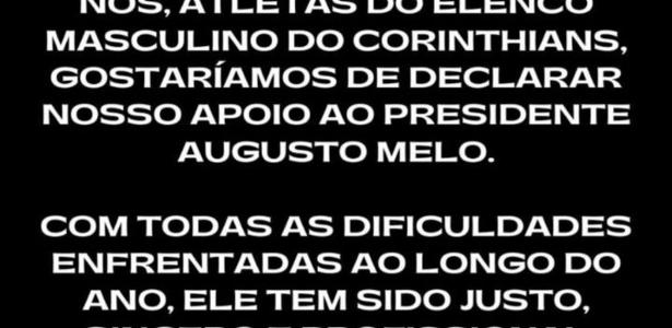 Corinthians: jogadores se posicionam contra impeachment de Augusto