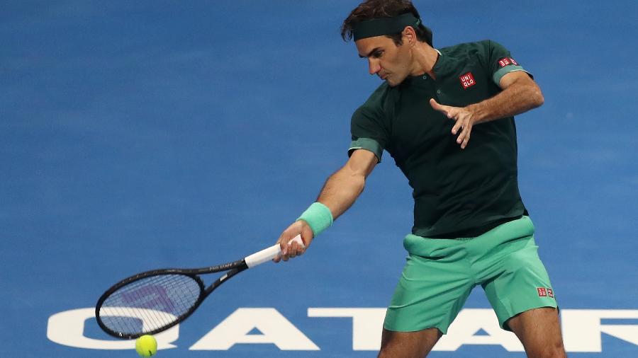 Roger Federer nas oitavas de final do ATP 250 de Doha em 2021 - Getty Images