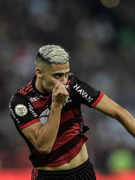 Andreas Pereira, jogador do Flamengo, comemora seu gol durante partida contra o Fluminense - Thiago Ribeiro/AGIF