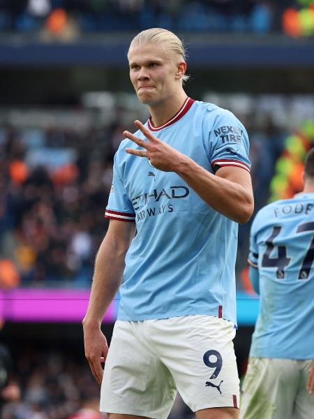 Haaland tem empilhado gols no seu início pelo Manchester City - REUTERS/Phil Noble