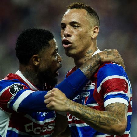 Marinho e Breno Lopes, do Fortaleza, celebram gol sobre o Colo-Colo em partida da Libertadores Marinho e Breno Lopes, do Fortaleza, celebram gol sobre o Colo-Colo em partida da Libertadores