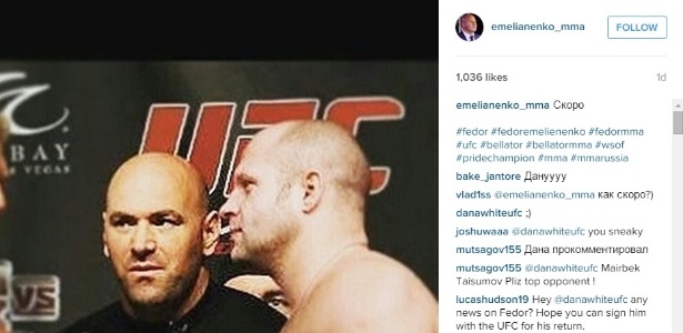 Comentário de Dana White em montagem de Fedor indica acordo com o UFC - Reprodução/Instagram
