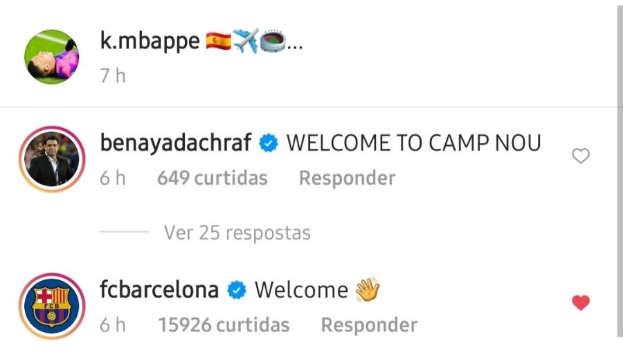 Barcelona brinca com Mbappé, dá "boas-vindas" e anima torcedores - Reprodução/Instagram