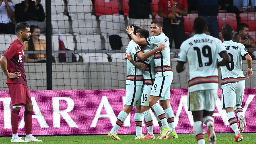 Portugal comemora gol em amistoso contra o Catar - AFP