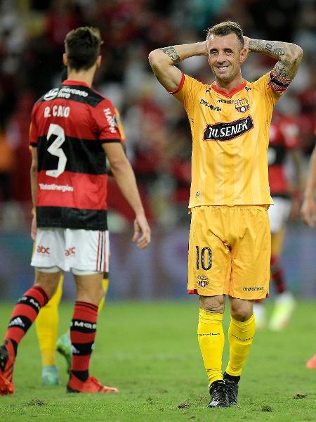 Damián Díaz, jogador do Barcelona-EQU lamenta chance perdida na partida contra o Flamengo, no Maracanã - Staff Images / CONMEBOL