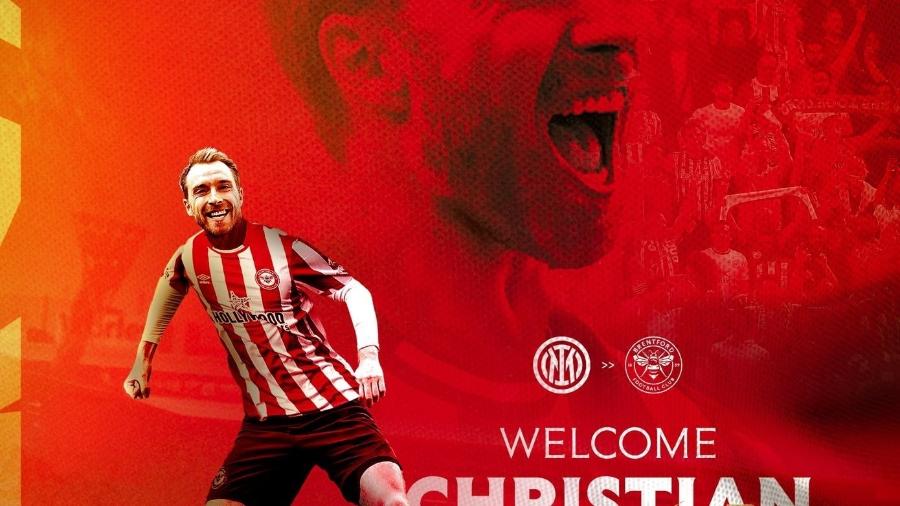 Christian Eriksen foi anunciado como reforço do Brentford - Reprodução/Twitter