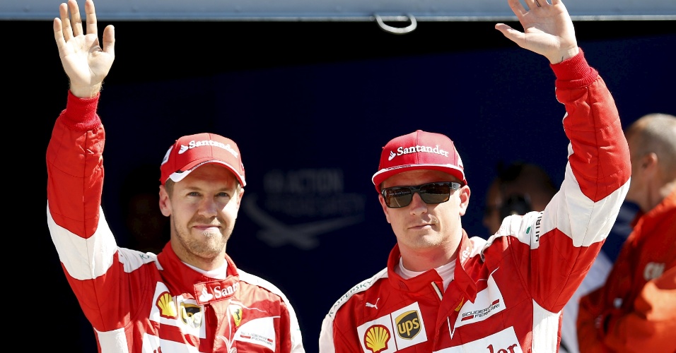 Vettel e Raikkonen, pilotos da Ferrari, agradecem o apoio do público italiano neste sábado