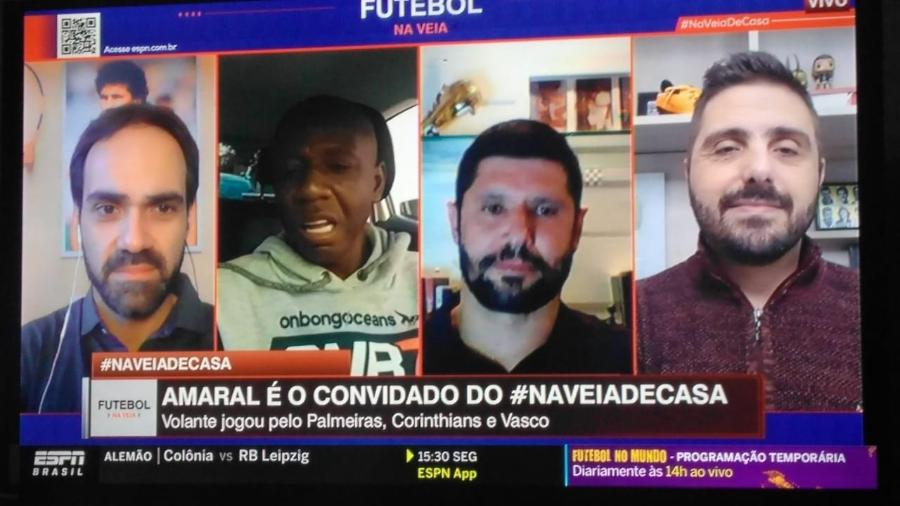 Amaral participa do Futebol na Veia dentro do carro - Reprodução/ESPN Brasil
