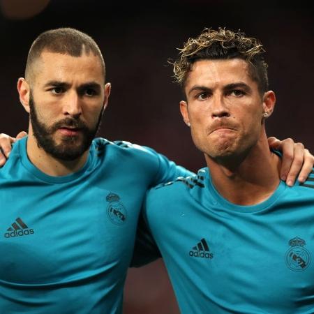 Karim Benzema e Cristiano Ronaldo em jogo pelo Real Madrid em maio de 2018 - Matthew Ashton - AMA/Getty Images