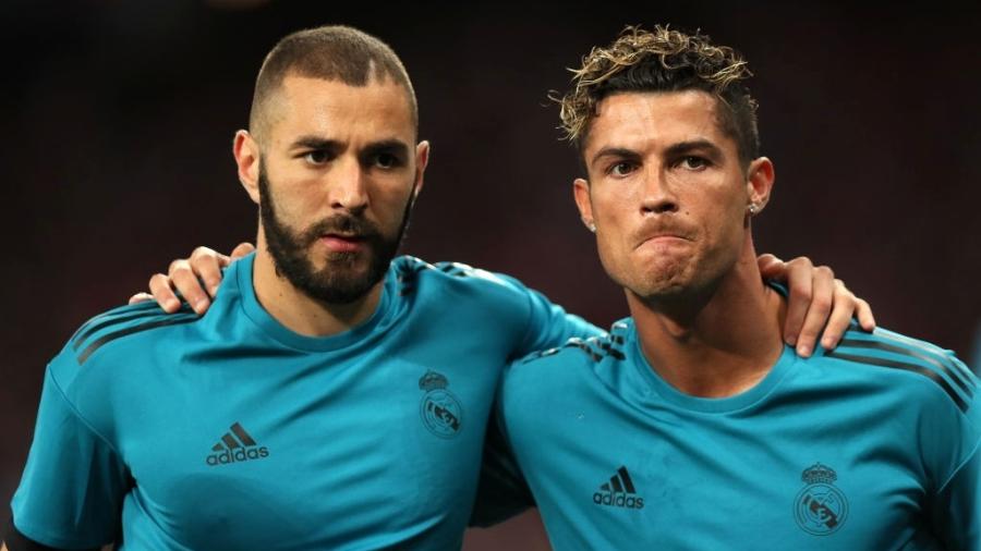 Karim Benzema e Cristiano Ronaldo em jogo pelo Real Madrid em maio de 2018 - Matthew Ashton - AMA/Getty Images