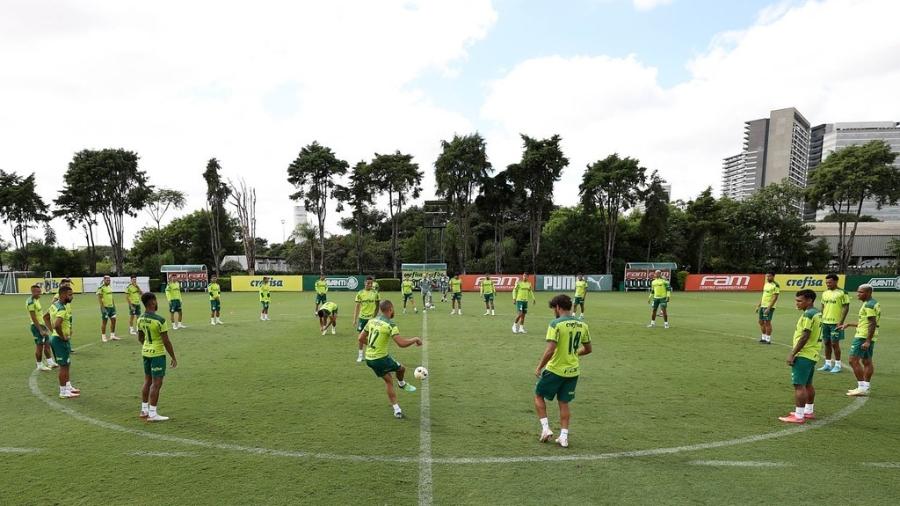 Jogadores do Palmeiras em atividade na Academia de Futebol - Cesar Greco/ Palmeiras