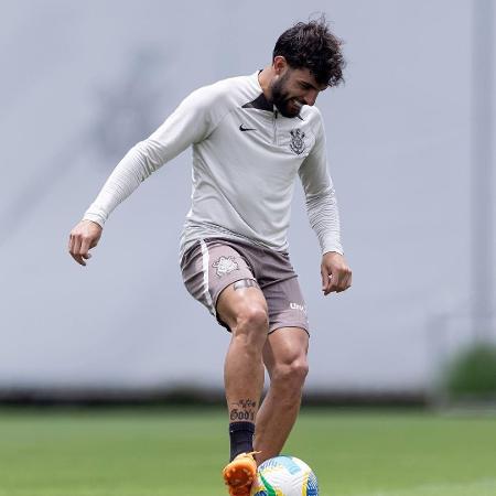 O atacante Yuri Alberto, do Corinthians, em treinamento