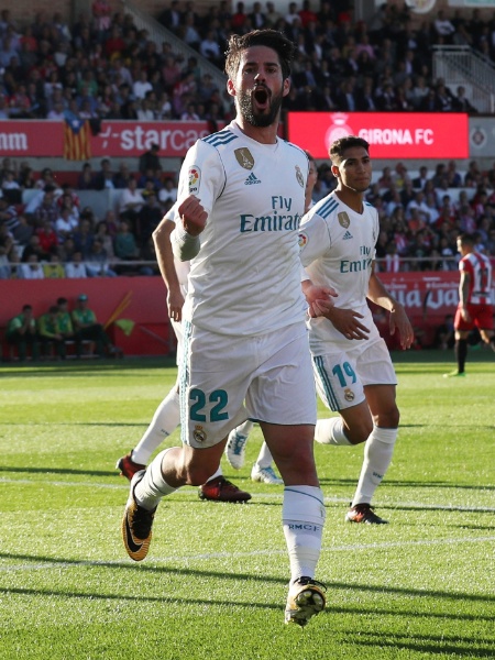 Isco comemora gol para o Real Madrid contra o Girona - Albert Gea/Reuters