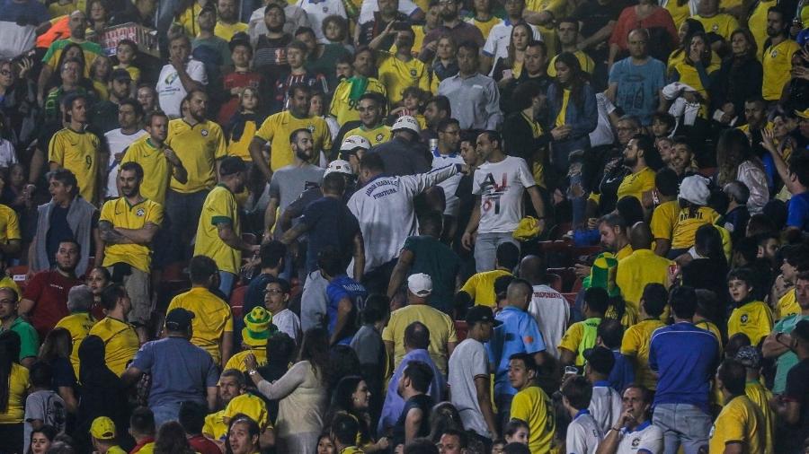 Policiais na torcida durante Brasil x Bolívia na estreia da Copa América, no Morumbi - Lucas Lima/UOL