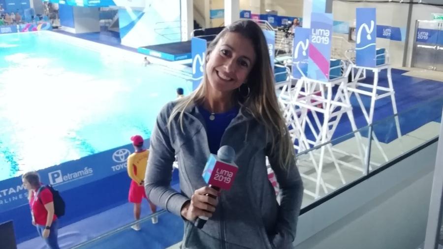 Luciana Quaresma em, a apresentadora brasileira do complexo de natação do Pan - Arquivo pessoal