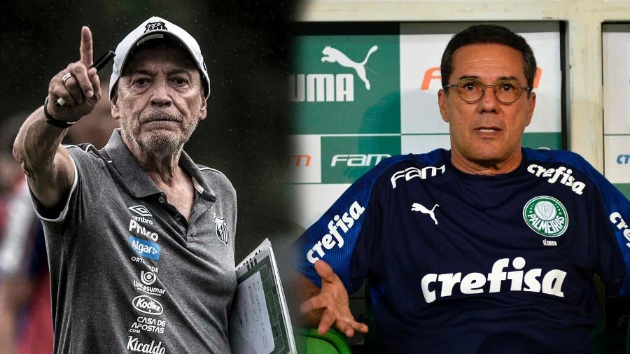 Jesualdo Ferreira, do Santos, e Vanderlei Luxemburgo, do Palmeiras, se enfrentam em clássico - Ivan Storti/Santos FC e Bruno Ulivieri/AGIF