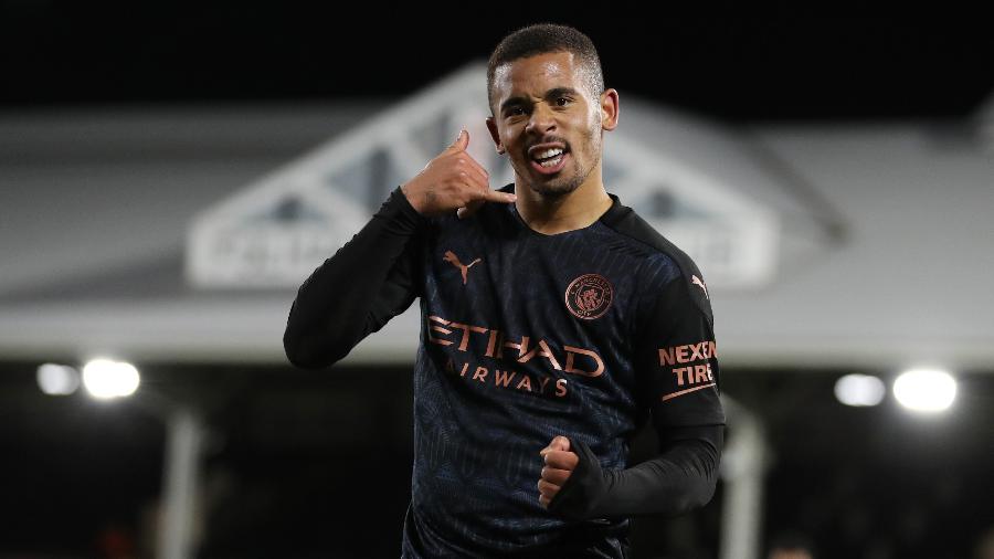 Gabriel Jesus comemora gol do Manchester City contra o Fulham - REUTERS/Catherine Ivill