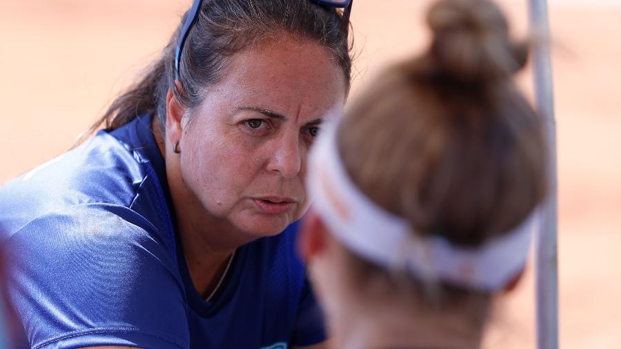 Roberta Burzagli durante confronto entre Brasil e Coreia do Sul pela Billie Jean King Cup, em Brasília