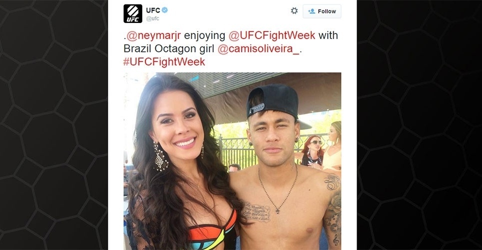 Neymar também esteve ao lado da ring girl do UFC Camila Oliveira em festa em Las Vegas - Reprodução/Twitter