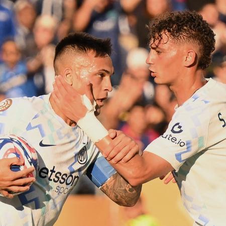 Lautaro Martínez comemora gol da Inter de Milão sobre o Monterrey em jogo do Mundial Lautaro Martínez comemora gol da Inter de Milão sobre o Monterrey em jogo do Mundial